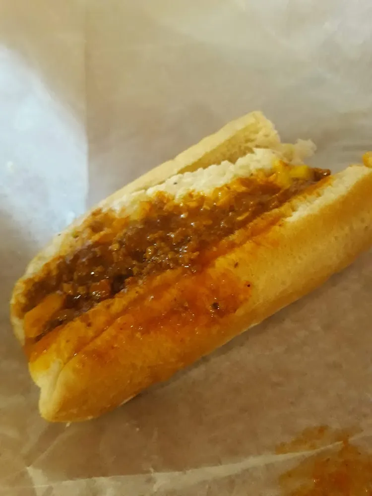 All the Way Frank with Mustard Onion Chili Slaw